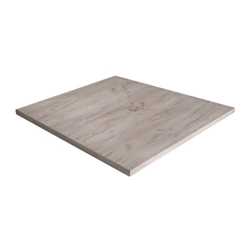 Receveur De Douche Nola 3 - 90x90x3 - Résine - Nature Bois - Bonde - Découpable