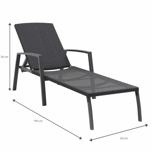 Bain De Soleil Jardin 4 Positions Chillvert Cozumel 190x63x50 Cm Rotin Synthétique Acier Gris