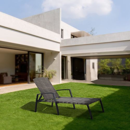 Bain De Soleil Jardin 4 Positions Chillvert Cozumel 190x63x50 Cm Rotin Synthétique Acier Gris