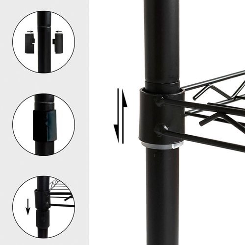 Klaus 80, Étagère 3 Niveaux, 56x35x80 Cm, 105kg, Acier Noir