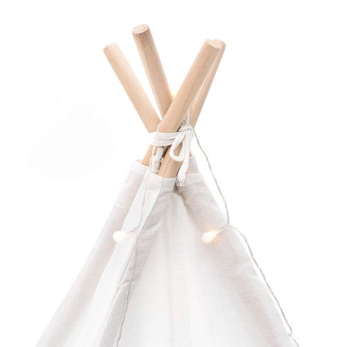 Tipi D'enfant Montessori Koda 120x120x150 Cm Pliable Usage Int./ext. En Tissu Blanc Lumières Tapis
