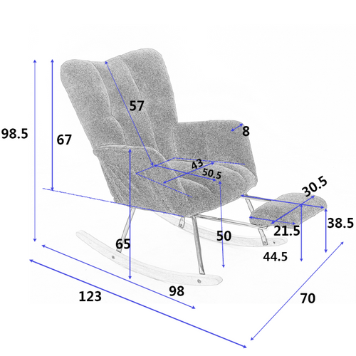 Fauteuil à Bascule Rembourré En Tissu Teddy Avec Repose-pieds Rétractable, Blanc