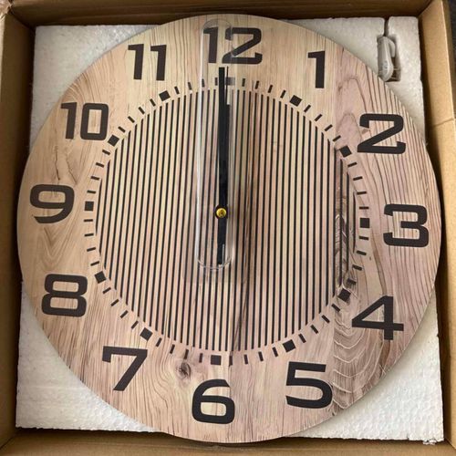 Horloge Murale Bois 34 Cm Style Industriel Quartz Silencieux Noir Et Bois