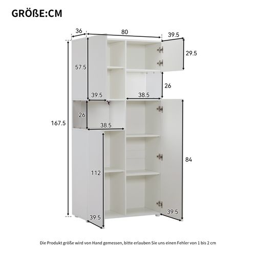 Vitrine Avec Éclairage LED, En Acrylique Transparent, 80x38x170 Cm - Blanc