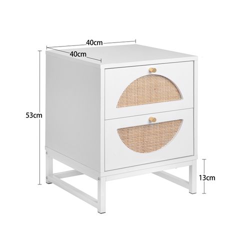 Table De Chevet Avec Deux Tiroirs, Design Symétrique Semi-circulaire, Tiroirs Interchangeables