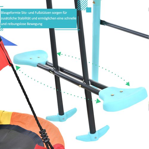 Balançoire Pour Enfants Avec Cadre En Métal, Balançoire Nid D'arbre Et Filet D'escalade