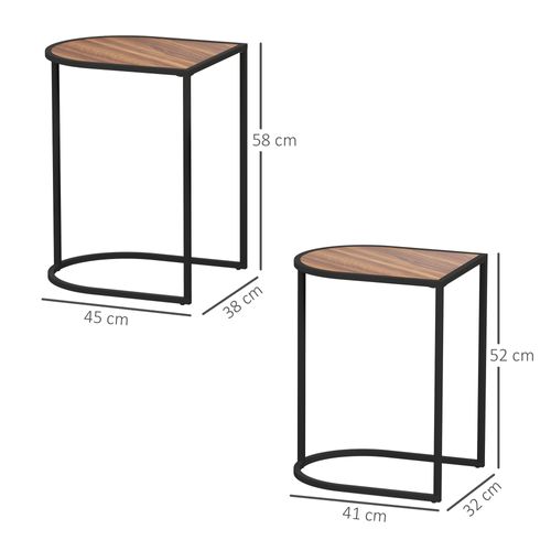 Lot De 2, Tables D'appoint, Table Basse Au Design Scandinave Avec Rangement, En Acier Noir