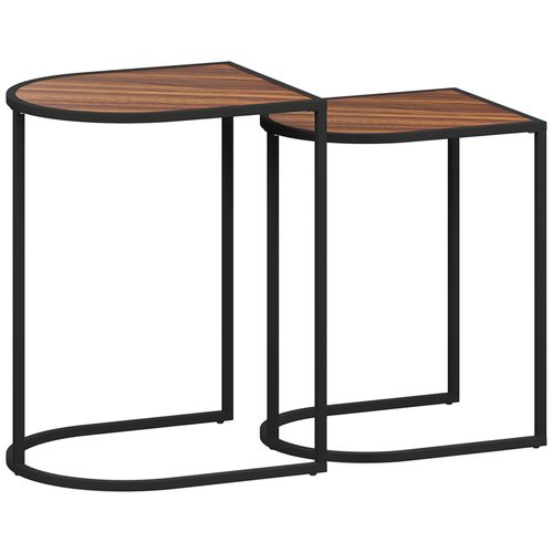 Lot De 2, Tables D'appoint, Table Basse Au Design Scandinave Avec Rangement, En Acier Noir