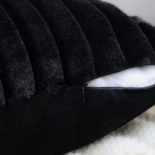 Housses De Coussin 50x50cm, Lot De 2, Fermeture Éclair Dissimulée, Velours Simple Face, Noir
