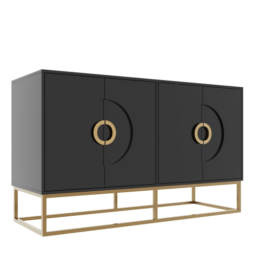 Buffet Noir Moderne Avec Poignées Et Structure Dorées Uvviks Black