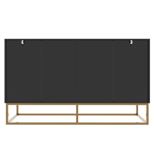 Buffet Noir Moderne Avec Poignées Et Structure Dorées Uvviks Black