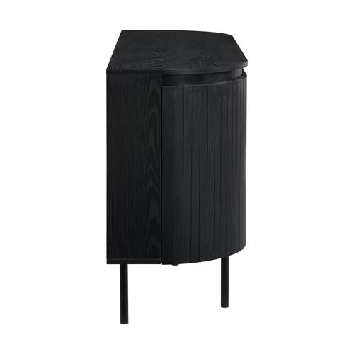 Buffet Vintage Noir Effet Bois 2 Portes à Lattes Et Pieds En Métal Vecuts Black