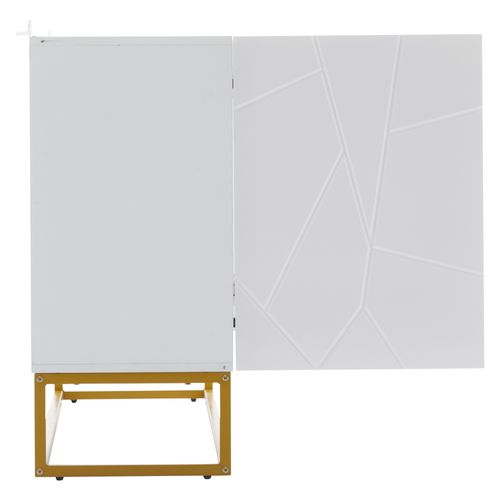 Buffet Contemporain Blanc Motif Texturé Accent Doré Ernae