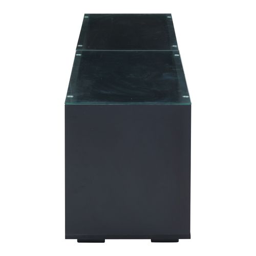 Meuble TV Noir Laqué Verre Trempé Et Éclairage LED Mophe