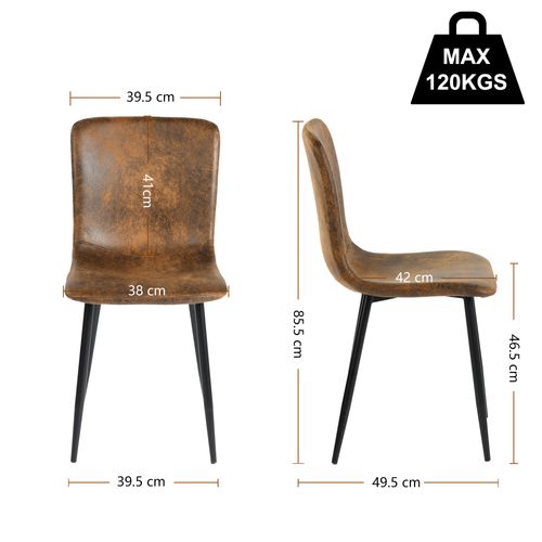 Ensemble Table Ronde Effet Marbre 100 Cm + 4 Chaises Suède Vintage