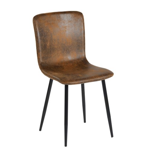 Ensemble Table Ronde Effet Marbre Noir Ø110 Cm + 4 Chaises Suède Vintage