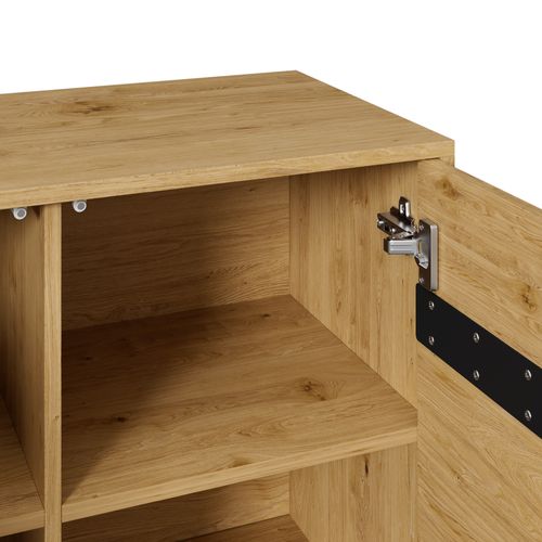 Buffet Industriel Effet Bois 3 Portes Pieds Métalliques Ridgecliff