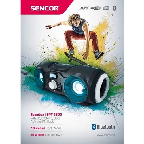 Boombox Avec Cd, Bt, Mp3, USB, Aux Et Radio Fm - Spt 5800