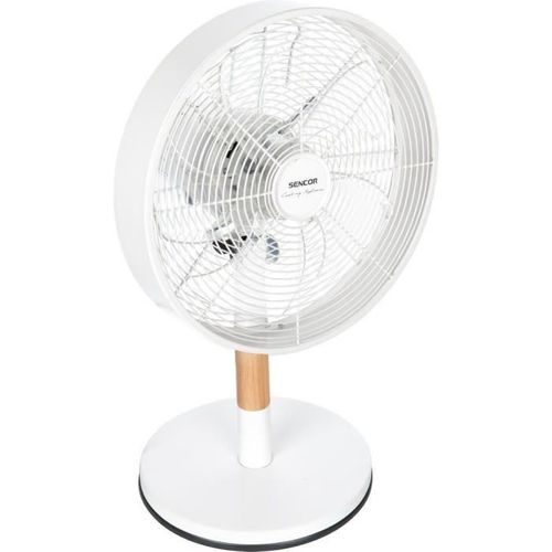 Ventilateur De Bureau - Sfe 3080wh - 3 Vitesses - Oscillation 80° - Design Métal Et Bois