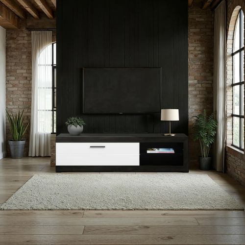 Meuble TV gris anthracite/blc - REMO