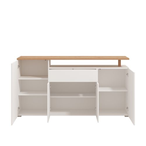 Buffet 4 portes ADRIANA imitation chêne et blanc