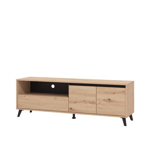 Meuble TV L.158 cm MARINA imitation chêne et noir
