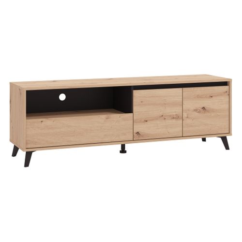 Meuble TV L.158 cm MARINA imitation chêne et noir