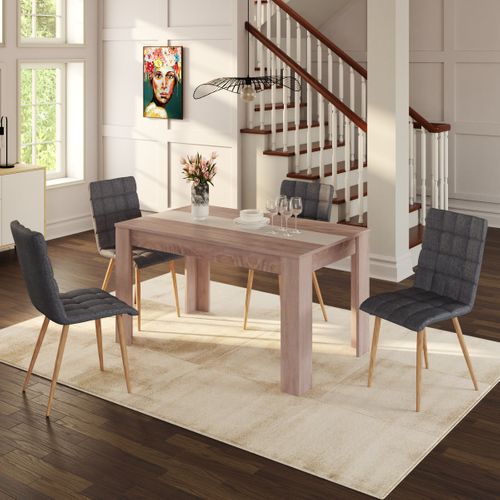 Table à manger L.132,5 cm DOMUS Imitation chêne et blanc