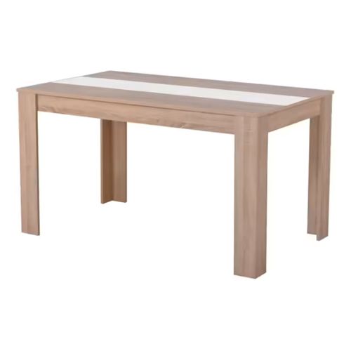 Table à manger L.132,5 cm DOMUS Imitation chêne et blanc