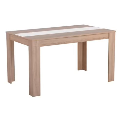 Table à manger L.132,5 cm DOMUS Imitation chêne et blanc