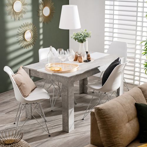 Table à manger L.132,5 cm DOMUS Imitation chêne et blanc