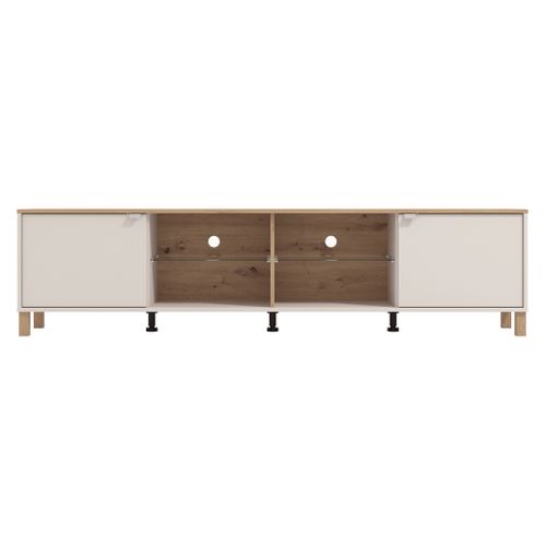 Meuble TV LINEAL Imitation chêne et beige