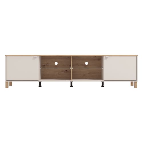 Meuble TV LINEAL Imitation chêne et beige