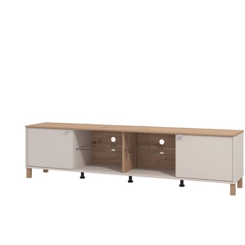 Meuble TV LINEAL Imitation chêne et beige