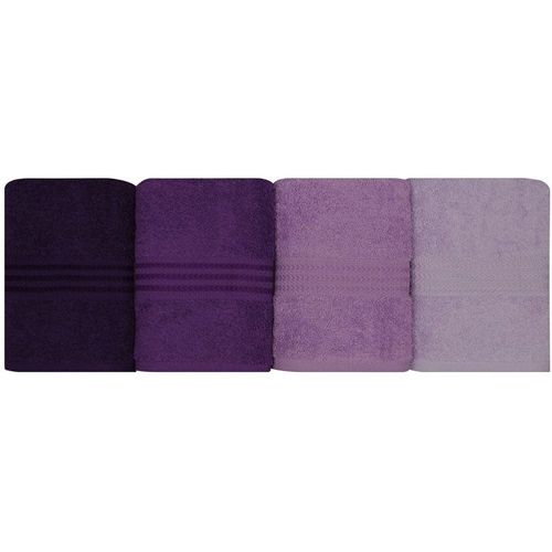 Ensemble De 4 Serviettes à Main - 50 X 90 Cm - Violet