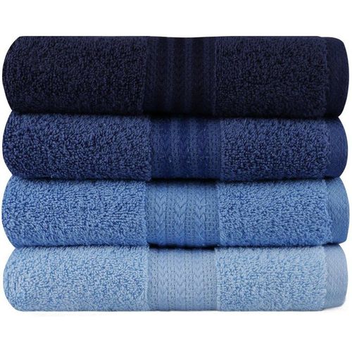 Ensemble De 4 Serviettes à Main - 50 X 90 Cm - Bleu