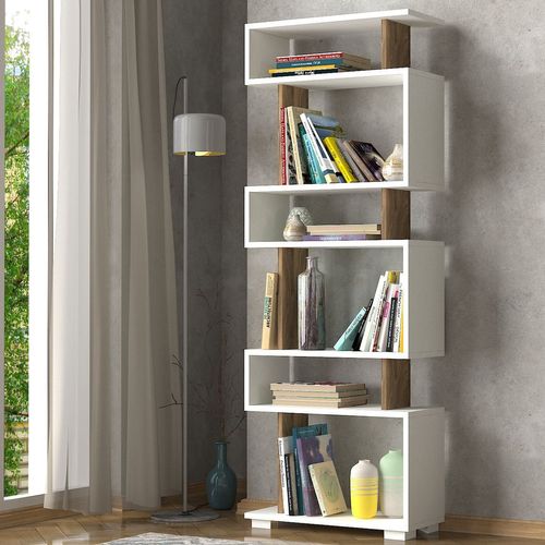 Etagère Bibliothèque Design Scandinave Blok - L. 60 X H. 165 Cm - Blanc