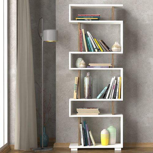 Etagère Bibliothèque Design Scandinave Blok - L. 60 X H. 165 Cm - Blanc