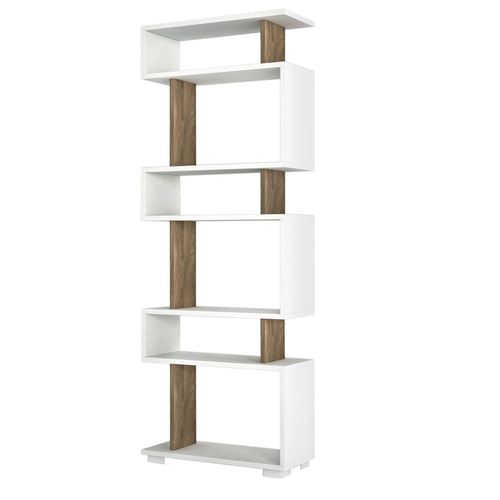 Etagère Bibliothèque Design Scandinave Blok - L. 60 X H. 165 Cm - Blanc