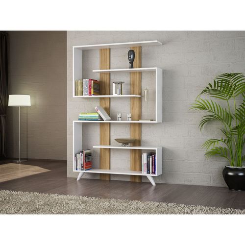 Etagère Bibliothèque Design Scandinave Rain - L. 120 X H. 162 Cm - Blanc