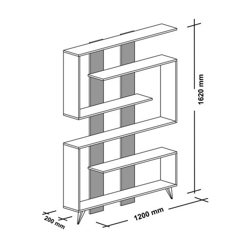 Etagère Bibliothèque Design Scandinave Rain - L. 120 X H. 162 Cm - Blanc