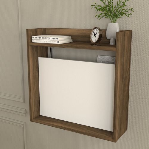 Bureau En Bois "laptop" - 19 X 60 X 60 Cm - Blanc, Noyer