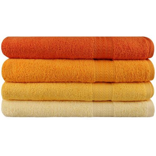 Ensemble De 4 Serviettes De Bain - 70 X 140 Cm - Jaune