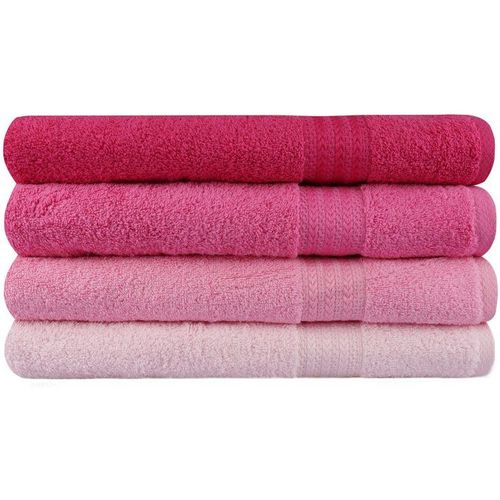 Ensemble De 4 Serviettes De Bain - 70 X 140 Cm - Rose