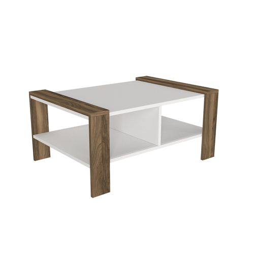 Table Basse En Bois "erica" - 90 X 60 X 42 Cm - Blanc, Noyer