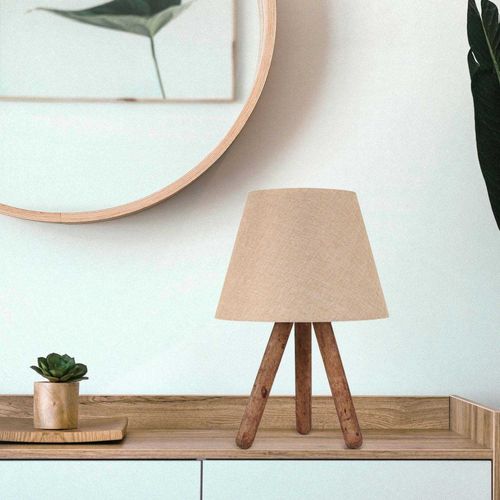 Lampe à Poser En Bois Et Tissu Carla Hêtre Et Crème