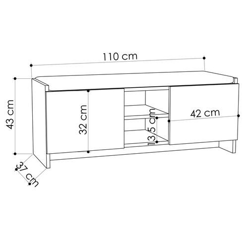 Banc à Chaussures 2 Portes Et 2 Étagères Cyxbus Bois Naturel Et Blanc