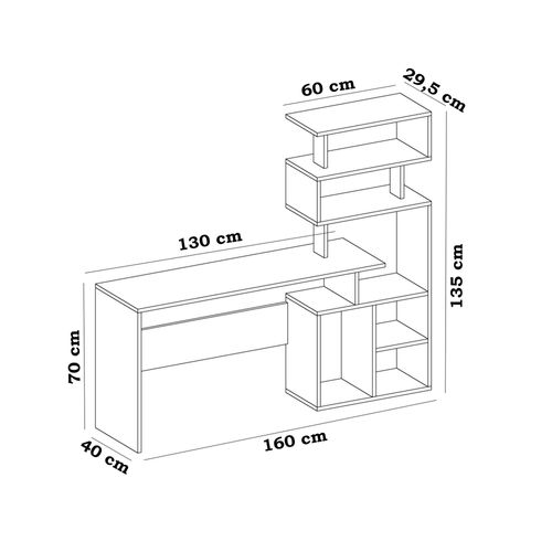 Bureau Avec Étagère Ozanne Blanc