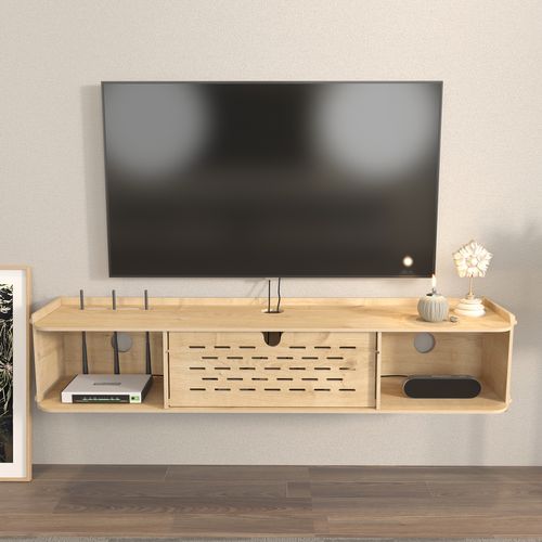 Meuble TV Flottant Sima 116 Cm Avec Placards Et Étagères