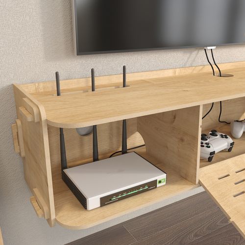 Meuble TV Flottant Sima 116 Cm Avec Placards Et Étagères